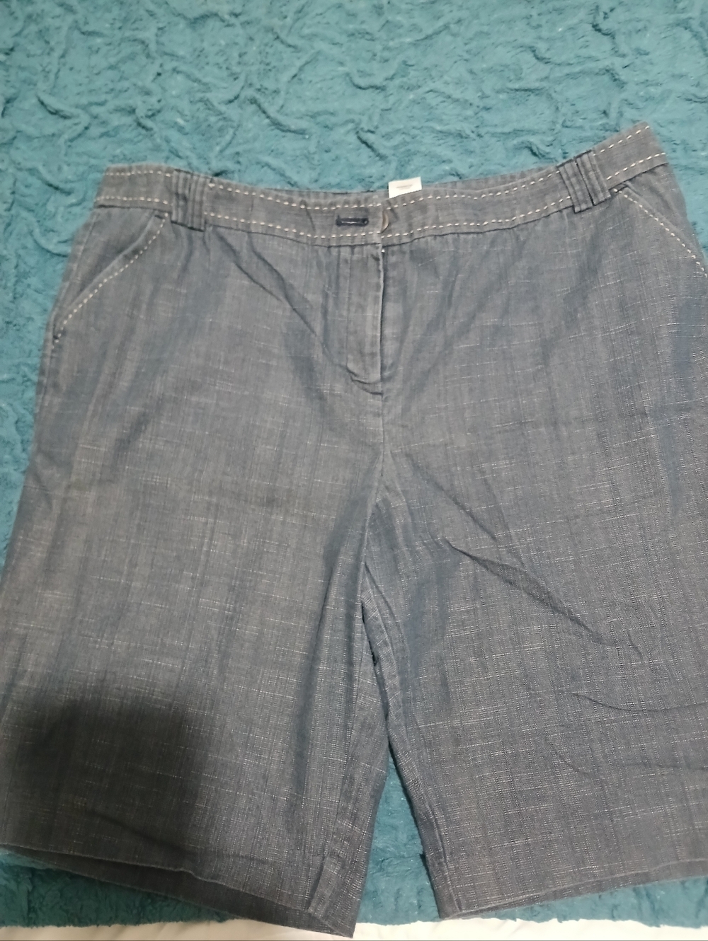 attention Women's Chambray Boyfriend Shorts in Medium Blue